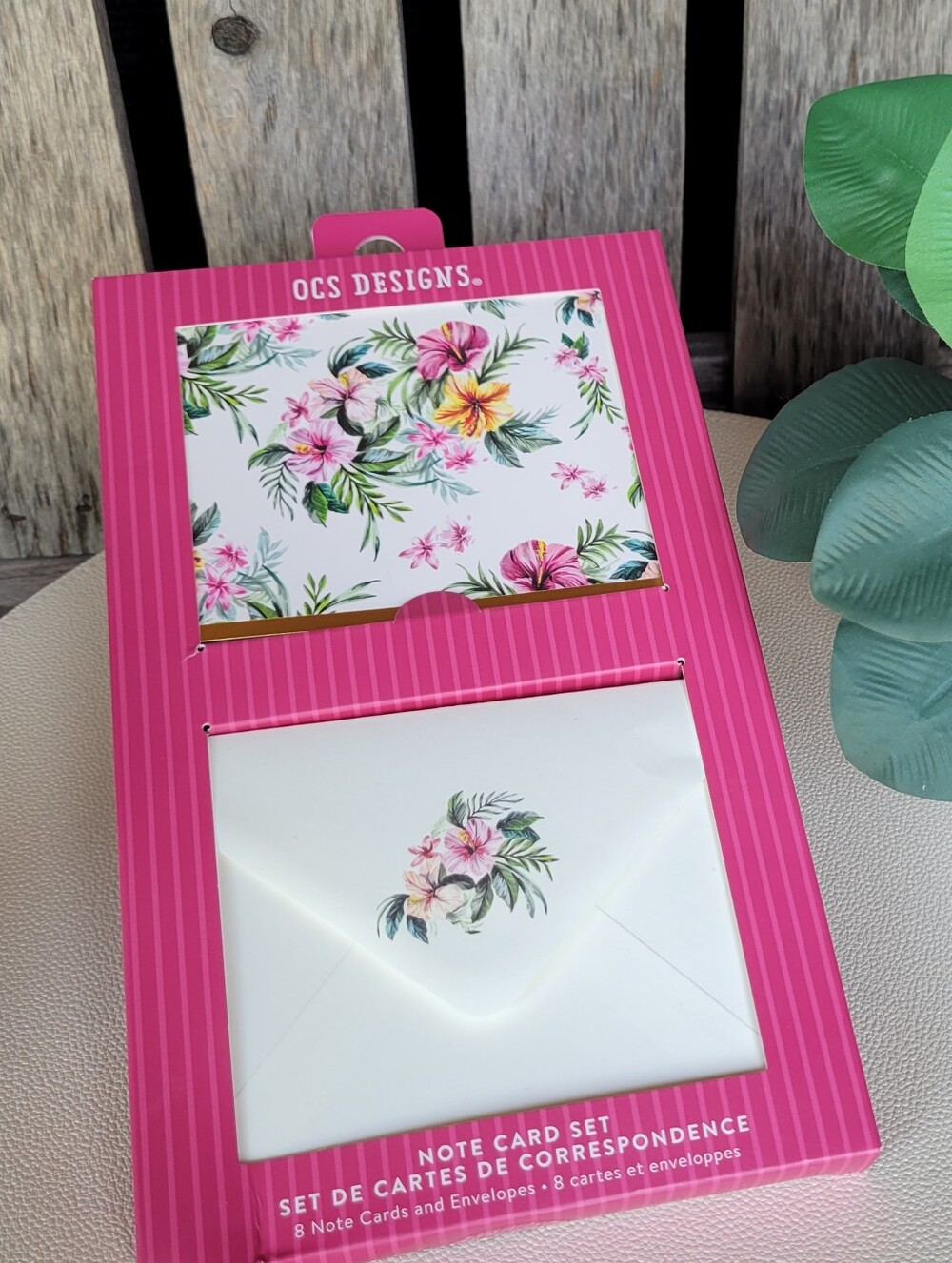 OCS Designs Pink Tropical Floral Note Card Set